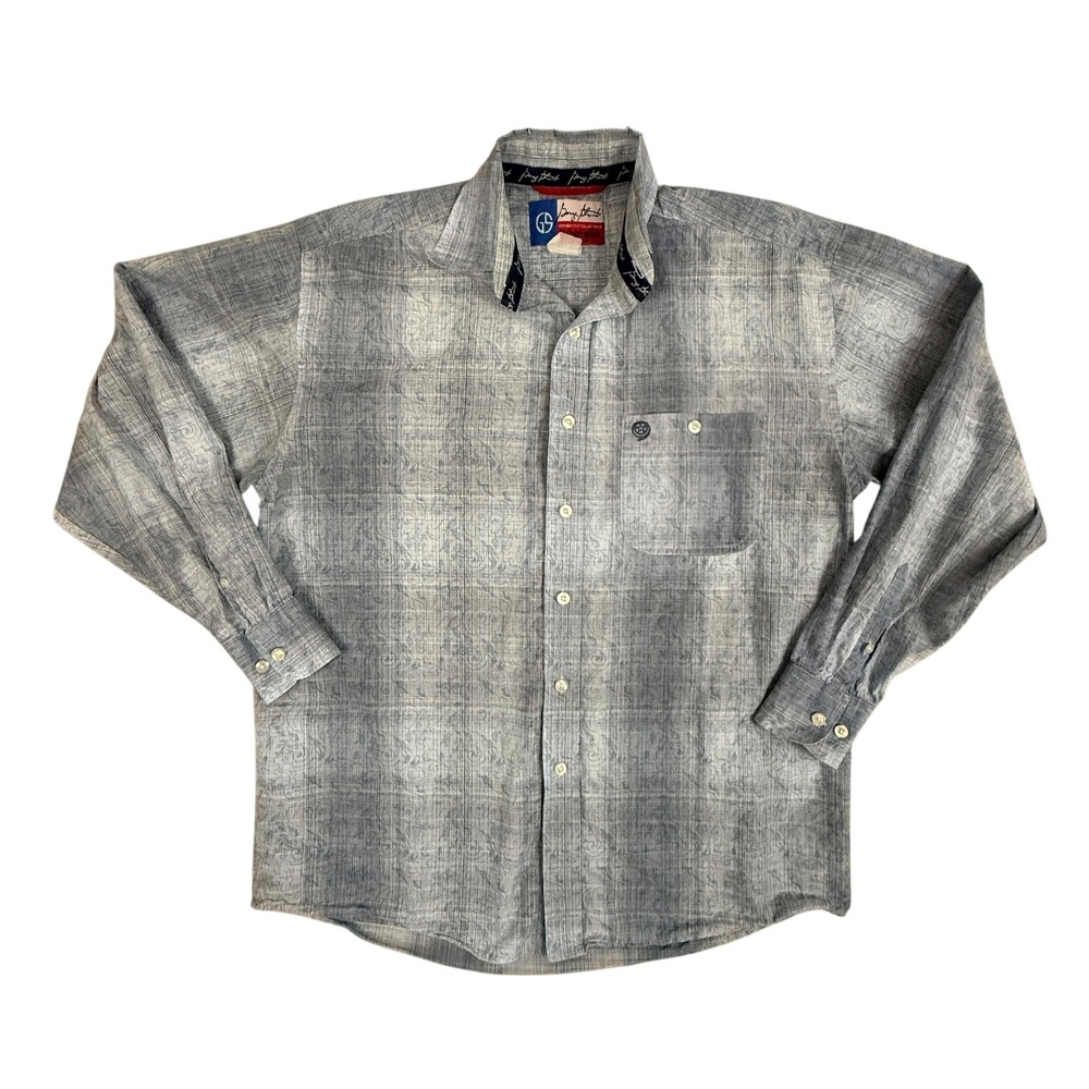 Wrangler George Straight Cowboy Cut Collection Button Down Shirt Mens Large Blue